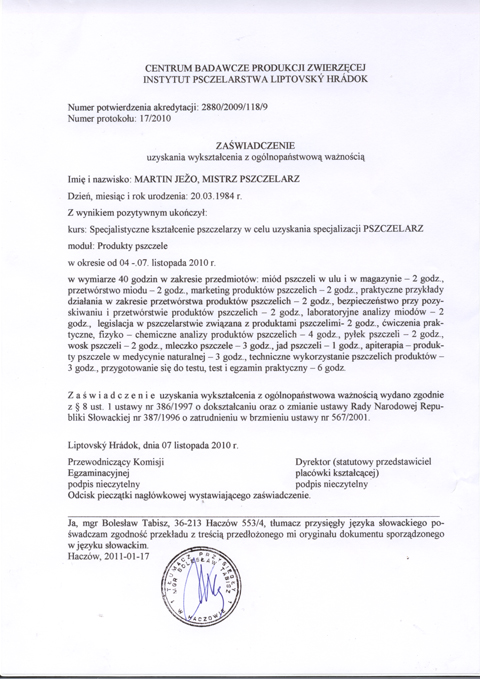 �wiadectwo szkoleniowe