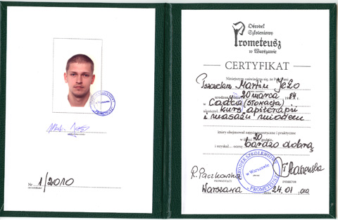 �wiadectwo szkoleniowe