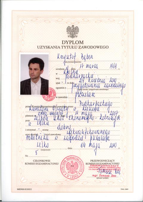�wiadectwo zawodowe