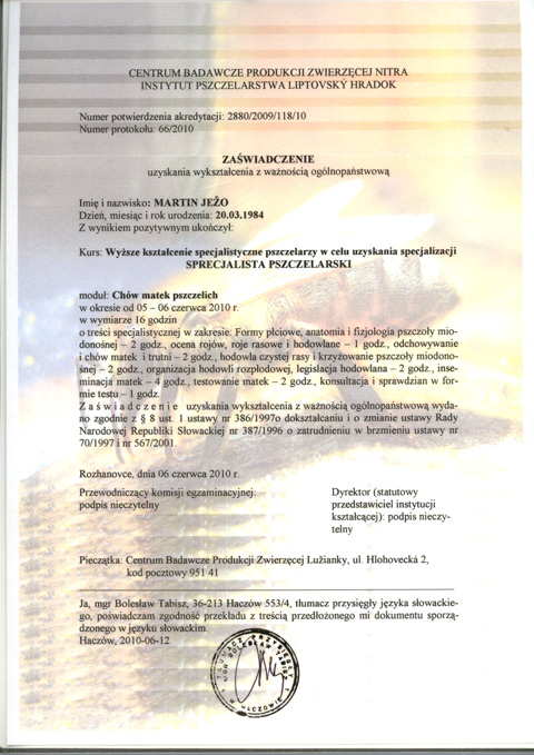 �wiadectwo szkoleniowe