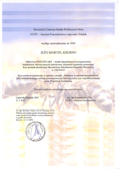 �wiadectwo szkoleniowe